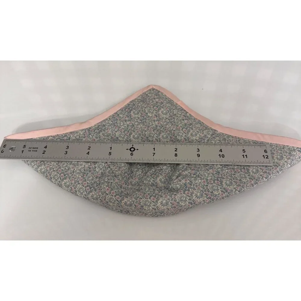 Handmade MINI FLORAL PINK TRIM Microwave Safe Bowl Cozy Reversible Quilted Cozie - Picture 4 of 6